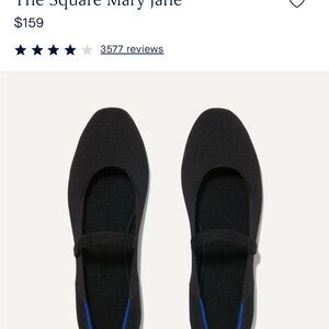 Rothy's Black Knit Mary Jane Flats with Blue Trim